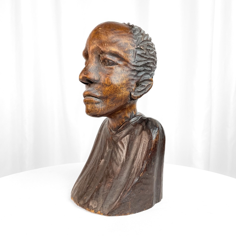 Wood Head Statue • Handmade